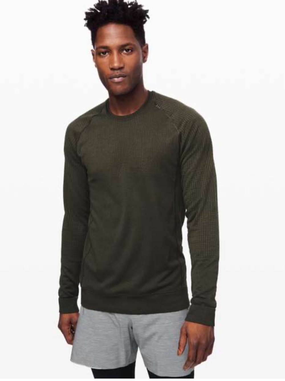 Lululemon Men’s Engineered Warmth Long Sleeve Crew - Olive Green - XXL